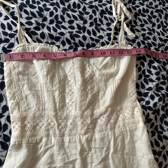 Reformation Off White Maeve Organic Cotton Embroidered Tie Sleeves Mini Dress 4 - Picture 14 of 16